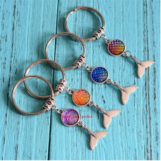 blank keychains for sublimation fish scales key ring for women men DIY custom jewelry gifts