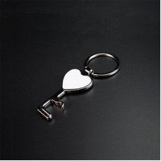 Open wine key chain for sublimation heart key ring jewelry for heat tranfer printing consumable DIY gifts
