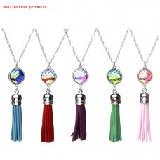 blank sublimation necklaces pendants tassels necklace pendant for women DIY custom jewelry gifts new style 5colours