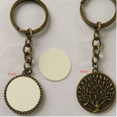 retro vintage key ring for sublimation wholesale custom tree keychains for thermal transfer printing Promotion A3225