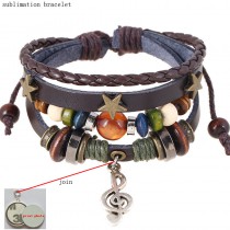 leather bracelet for sublimation notes cowhide bracelets thermal transfer printing bracelet diy Knitted jewelry print photo