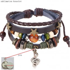 leather bracelet for sublimation notes cowhide bracelets thermal transfer printing bracelet diy Knitted jewelry print photo