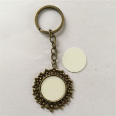 retro vintage key ring for sublimation wholesale custom flower keychains for thermal transfer printing Promotion A3454