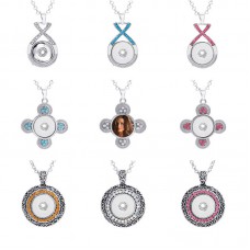 dye sublimation necklace pendant for woman flower button necklaces pendants hot transfer printing blank round jewelry accessory