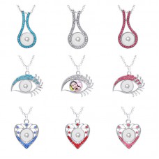 dye sublimation button necklace pendant for women heart eyes shape necklaces pendants for hot transfer printing blank gifts