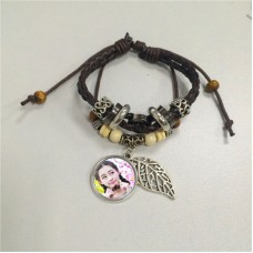 bracelet for sublimation cowhide knitted diy leaf charm bracelets jewelry blank custom consumables material 