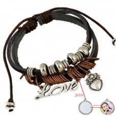 bracelet for sublimation cowhide knitted diy retro vintage love charm bracelets jewelry blank custom consumables material 