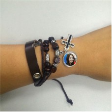 bracelet for sublimation cowhide knitted diy cross charm bracelets jewelry blank custom consumables material 