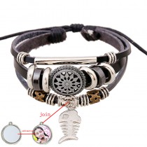 bracelet for sublimation cowhide knitted diy retro vintage charm bracelets jewelry blank custom consumables material 
