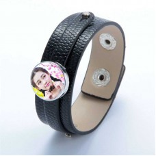 sublimation button bracelets jewelry for women fashion leather bracelet heat transfer blank consumables coustomized diy gift