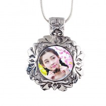 lady necklaces pendants for dye sublimation leaf button necklace pendant hot transfer blank material custom gift wholesale