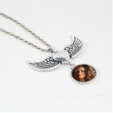 necklaces pendants for sublimation White K peach heart angel necklaces pendant women button jewelry hot transfer diy consumable