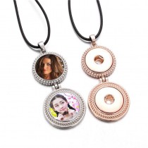 necklaces pendants for sublimation Double circle necklaces pendant women button jewelry hot transfer printing blank consumable
