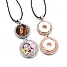 necklaces pendants for sublimation Double circle necklaces pendant women button jewelry hot transfer printing blank consumable