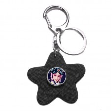 	button keychains for dye sublimation fashion five stars leather key chain for women heat transfer blank consumables 8styles