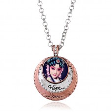 	lady necklaces pendants for dye sublimation hope love button necklace pendant hot transfer blank material custom gift 00288