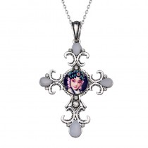 lady necklaces pendants for dye sublimation cross button necklace pendant hot transfer blank consumptive material custom gift