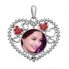 button necklaces pendants for sublimation zircon heart love necklace pendant for women hot transfer printing diy consumable