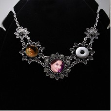 button necklaces pendants for dye sublimation love zircon flower necklace pendant for women hot transfer printing consumable