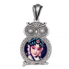 button necklaces pendants for sublimation fashion Owl necklaces pendant for women hot tranfer blank consumable DIY gifts