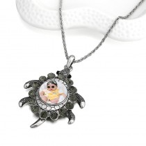 necklaces pendants for sublimation Tortoise shape necklaces pendant women button jewelry hot transfer printing consumable
