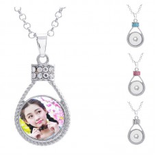 sublimation button zircon necklaces pendants necklace pendant