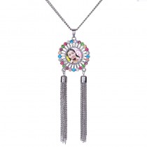 double tassels necklaces pendants for sublimation button chromatic pendant for women heart transfer printing blank consumable