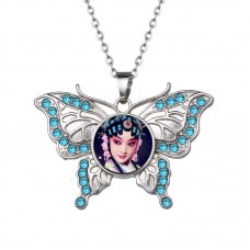 lady necklaces pendants for dye sublimation Butterfly button necklace pendant hot transfer blank material custom gift