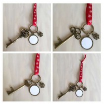 sublimation santa claus key christmas wine opener keychains with red snow rope hot transfer printing blank material 