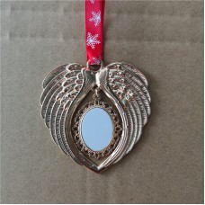 sublimation christmas santa claus key Ancient silver angel wings blank hot transfer printing diy custom consumables