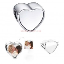stainless steel-sublimation blank heart photo bead charms
