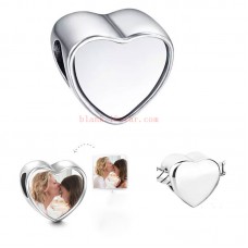 stainless steel-sublimation blank heart photo bead charms