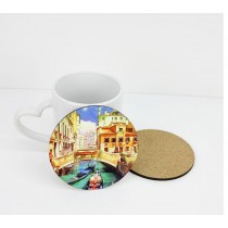  sublimation mdf  blank round  coaster with cork 