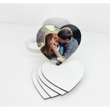  sublimation mdf  blank heart coaster with cork