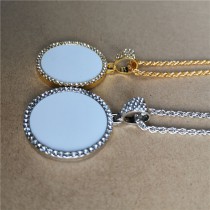 sublimation big small round  high quality necklace pendant for women  necklaces pendants with zircon for hot transfer printing blank gifts 