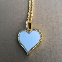 sublimation big heart  high quality necklace pendant for women  necklaces pendants with zircon for hot transfer printing blank gifts 