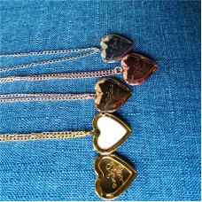 copper-sublimation  heart  locket necklace pendant for women