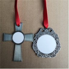 sublimation metal cross christmas ornament