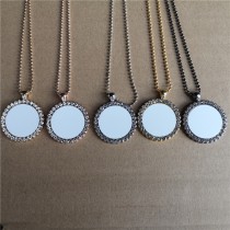 sublimation round big zircon necklace pendant for women
