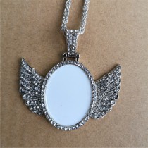 sublimation wings oval shape  high quality zircon necklace pendant