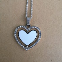 sublimation round heart  high quality necklace pendant for women  necklaces pendants with zircon for hot transfer printing blank gifts 