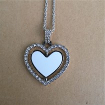 sublimation round heart  high quality zircon necklace pendant two sided printing can rorate