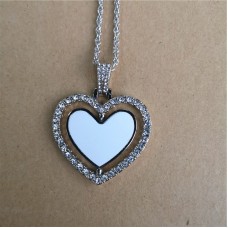 sublimation round heart  high quality zircon necklace pendant two sided printing can rorate