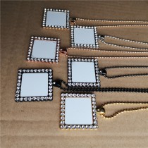 sublimation square big zircon necklace pendant for women 