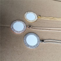 sublimation round double row zircon necklace pendant for women