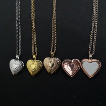 copper-sublimation heart  locket necklace pendant