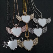sublimation wings heart  necklace pendant 