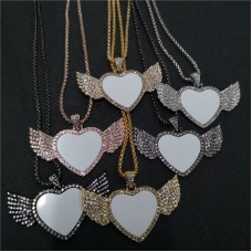 sublimation wings heart  necklace pendant 