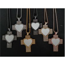sublimation cross necklace pendant for women  necklaces pendants with zircon for hot transfer printing blank gifts