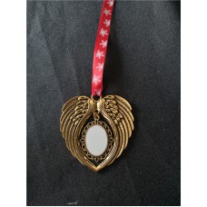 sublimation christmas antique gold wings ornament